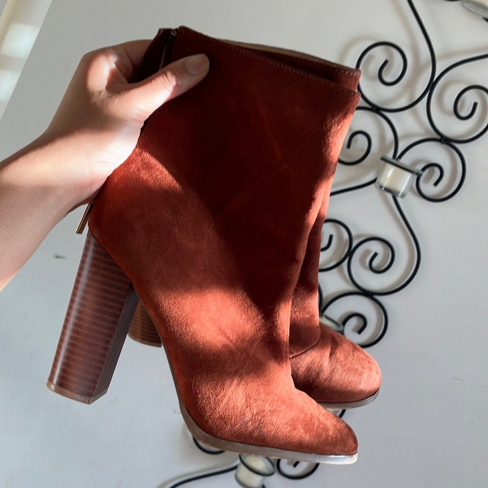 Express Burnt Orange Fall Heeled Booties